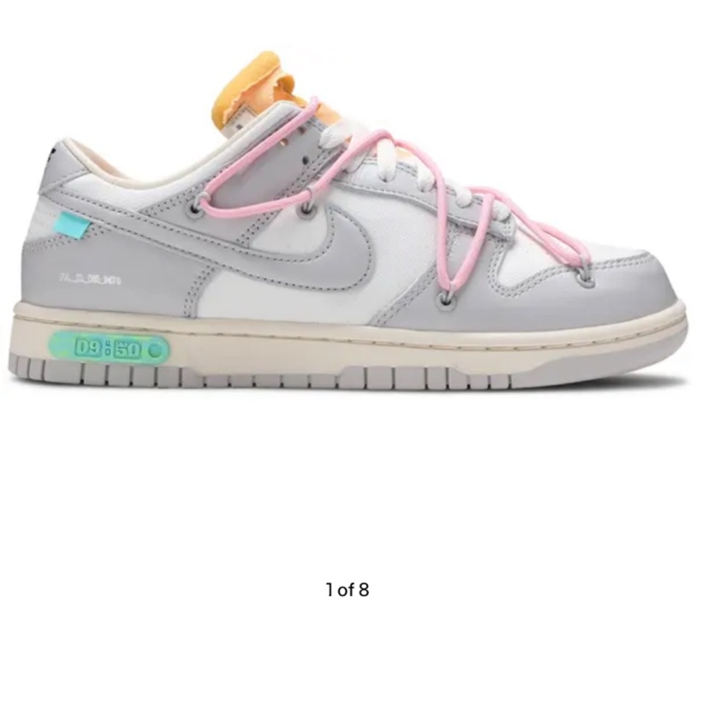Nike Off-White Dunk Low Sneakers - Gray and Pink